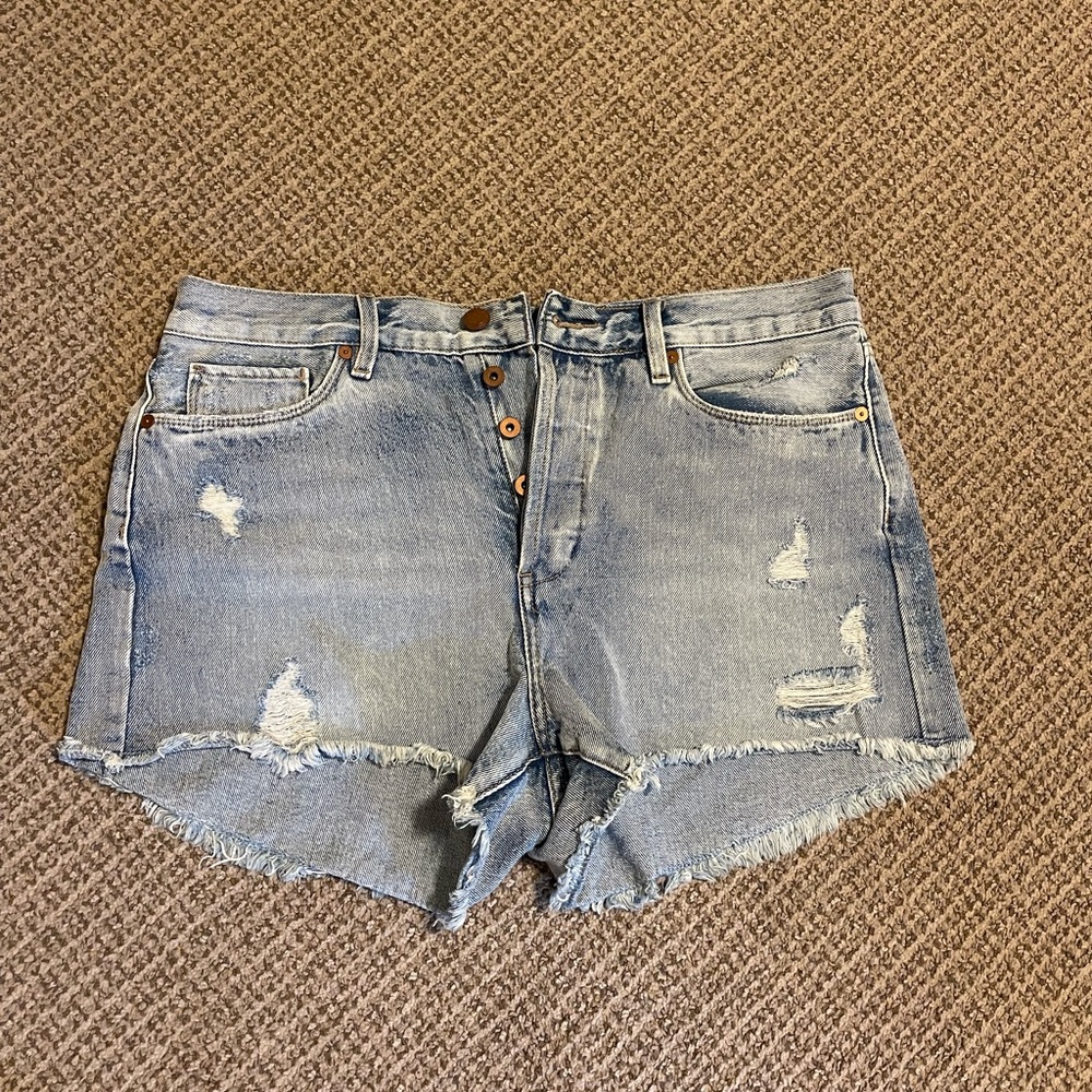 Blank NYC Light Blue Distressed Jean Shorts